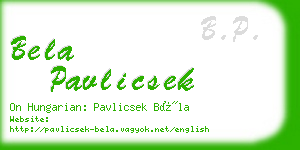 bela pavlicsek business card